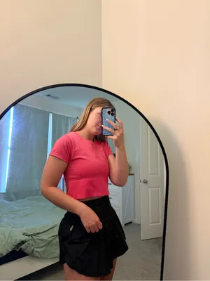 aerie Bright Pink Crewneck Crop Top thumbnail 2