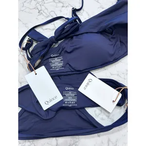 NWT Quince Deep Navy Italian Scoop Neck Bikini Top & Low Rise Bottom Set Small thumbnail 2