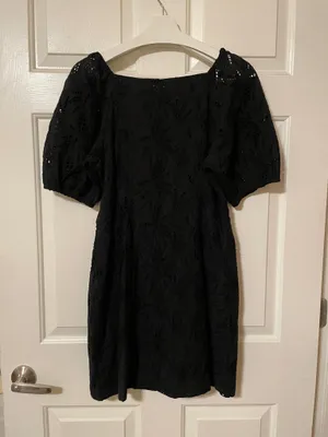 NWT! Free People Daniella Eyelet Cotton Boho Lined Mini Dress Size 8 Black New! thumbnail 9