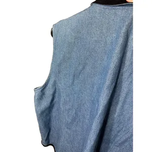 220 Hickory Vintage Denim Sleeveless‎ Zipper Front Velvet Collar Vest XL thumbnail 9