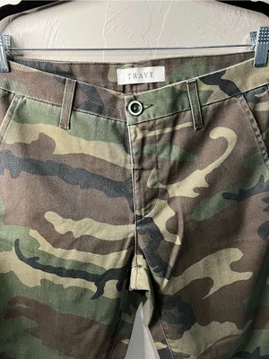 TRAVE Dakota The Big Battle Green Camo Relaxed Trouser Tie Ankle Pants thumbnail 3