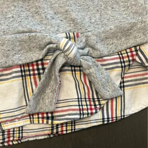 IZOD Cottagecore preppy southern soft crewneck top W layered plaid tie detail L thumbnail 4