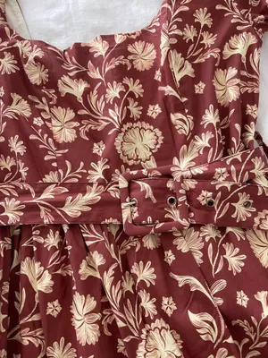 Vestique Maxi Fall Pattern Belt Dress  thumbnail 3