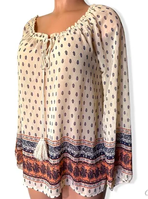 Blu Pepper Sheer Boho Tassel Top LG thumbnail 1