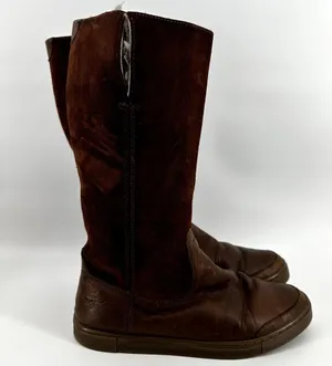 Frye Gemma Tall Shearling Boots Suede Leather Shearling Winter Snow Brown 6.5M thumbnail 3