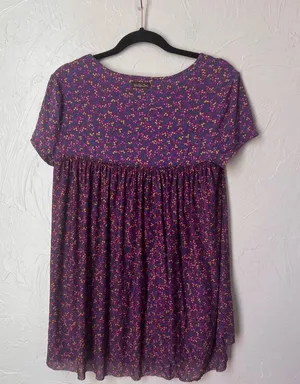 Matilda Jane purple floral layered shirt sleeve top size M thumbnail 7