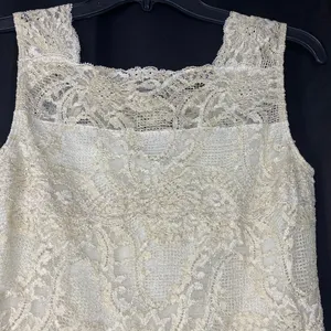 Lillie Rubin Vintage Stretch Lace Sleeveless beige Blouse women sz S thumbnail 2