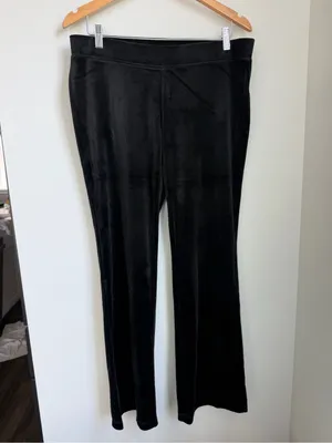 Juicy Couture Black Velour Boot Cut Pants with Rhinestone Logo thumbnail 6
