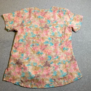 Carhartt Scrub Top Women's Size L Multicolor Abstract Camo Modern Fit V-Neck EUC thumbnail 2
