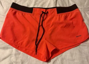 Aveto Women's Orange Athletic Shorts with Black Waistband thumbnail 1