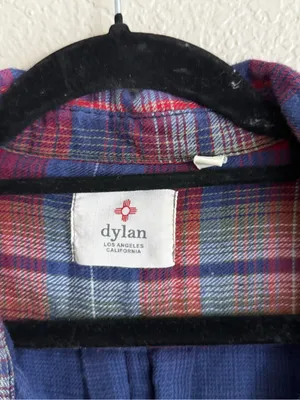 Dylan Medium Red Blue Plaid Flannel Button Down Shirt Western Fall Layering Top thumbnail 4