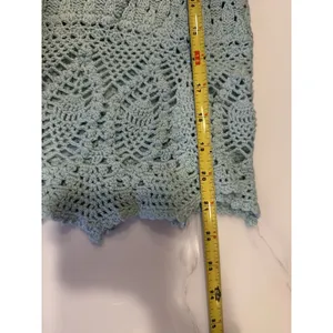 Athleta Crochet Knit Skirt Mint Green Cotton Eyelet Scalloped Hem SizeSmall Boho thumbnail 8
