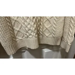 L L Bean Chunky Cable Knit Sweater Cream 3 Button Shoulder Cozycore Size Med. thumbnail 6