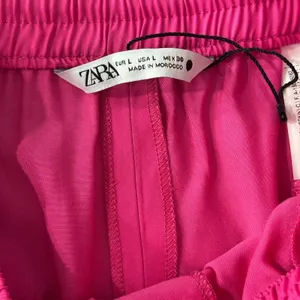 Zara Size-L‎ Women's Pants Pink Wide Leg Elastic Drawstring Waist Pull On thumbnail 3