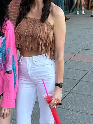 Fringed Crop Top in Dusty Rose - Women’s Summer Tank thumbnail 4