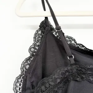 SUUKSESS Womens Black Lace Trim Buttery Soft Romantic Camisole Tank Size XL‎ thumbnail 4