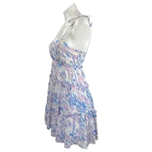 BuddyLove Delilah Abstract Ruffled Tiered Mini Cami Tank Flare A-Line Dress Sz S thumbnail 2