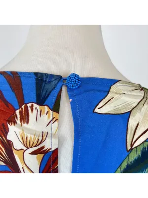 NWOT Farm Rio Blue Surreal Flowers Wrap Long Sleeve Mini Dress Size S thumbnail 11