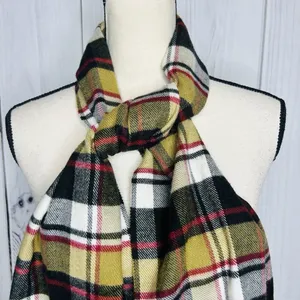 100% Cashmere Scarf Camel Tan Tartan Plaid Made in Scotland 70" x 12" NWOT thumbnail 2