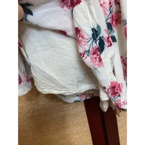 Abercrombie & Finch Ivory floral off shoulder rayon bell sleeve romper Size M thumbnail 4