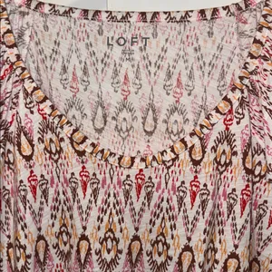 LOFT Boho Print Cotton Tee Short Flutter Sleeve T-Shirt Women’s Medium M thumbnail 4
