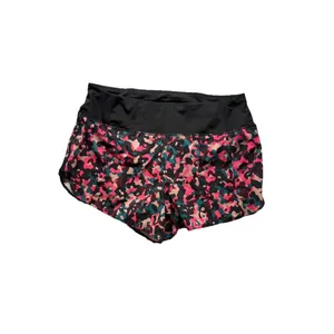 Athleta Running Free Printed Shorts 3.5” Size L Lined High Waist Pink Black thumbnail 3