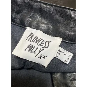 Princess Polly Women's Black Faux Vegan Leather High Waisted Mini Shorts Size 4 thumbnail 3