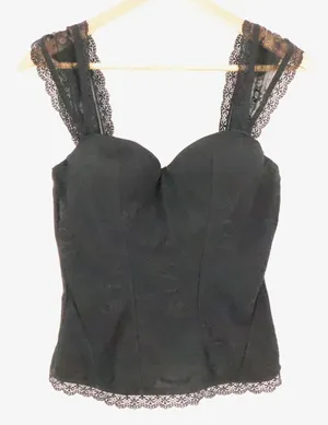 Spirit Lace Trim Corset Top Camisole Womens Size L Black Gothic Witchy Whimsigoth thumbnail 1