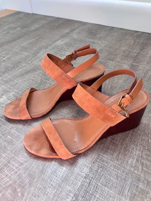 Tory Burch Mini Benton Wedged Sandal Ambra Tan Suede Leather Women’s Size 9 thumbnail 6