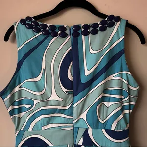 Gretchen Scott Beaded Dress Sz S Blue Sleeveless Sheath thumbnail 7