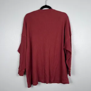 Free People Women Rust Waffle Knit Long Sleeve Tee Oversized Crew Neck S‎ thumbnail 6