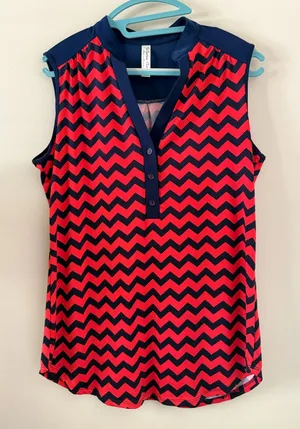 🌟 PerSeption Concept Chevron Striped Summer Tunic 🌟 ~medium Red thumbnail 1