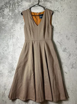 ModCloth Dark Academia Cottagecore Prairie Midi Dress Brown Houndstooth Size 6 thumbnail 1