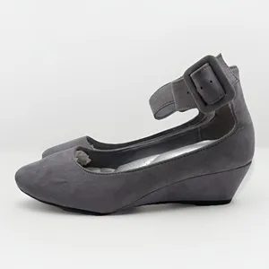 DexFlex Comfort‎ J. Renee Gray Faux Suede Wedge Strap Heels Women's 6.5 EU 38 thumbnail 4