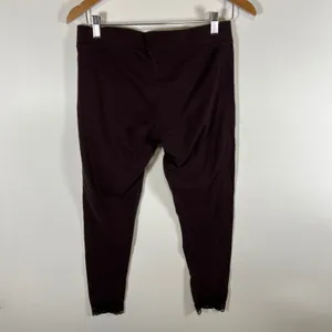 Aerie Womens Burgundy Lace Trim‎ Ankle Leggings Dark Plum Size Large Stretchy thumbnail 6
