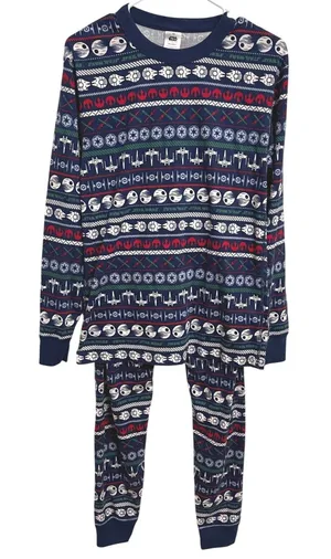 Hanna Anderson Star Wars Fair‎ Isle Holiday Organic Cotton Pajama Set Womens M thumbnail 1