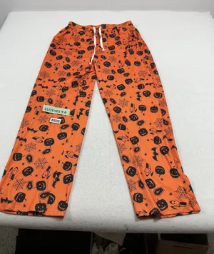 Womans NWT Kabento Haloween Lounge Pants Medium Orange With Pumpkins thumbnail 1