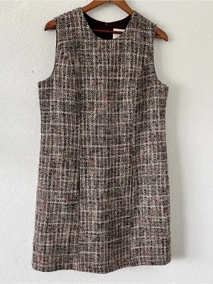 Gal Meets Glam Ramona Brown Tweed Check Sleeveless Mini Dress thumbnail 2