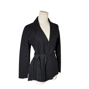 Minimalist Belted Wrap Wool Jacket Notched Lapel Tie Waist Banana Republic thumbnail 2