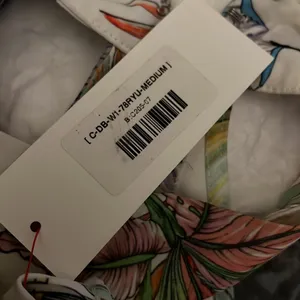 New- Medium off-white floral crêpe high neck halter top thumbnail 15