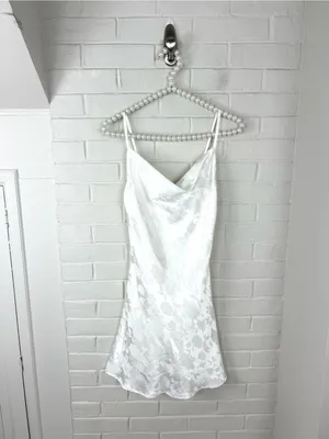 Lulus Close To Your Heart White Satin Jacquard Cowl Slip Mini Dress Size XS thumbnail 2
