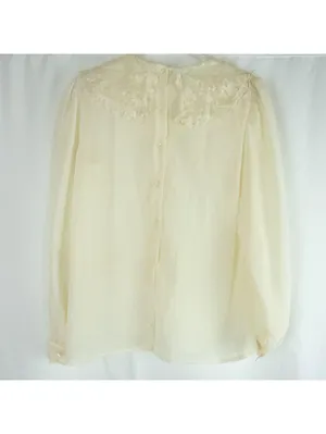 Synergy Vintage Ivory Floral Lace Blouse Womens 6 Small thumbnail 10