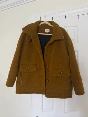 Sezane Leo coat yellow wool blend vert bronze thumbnail 3