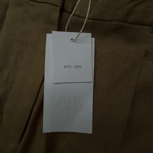 Zara Linen Blend High Rise Olive Green Shorts Medium Nwt thumbnail 5