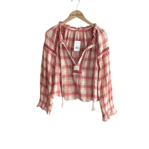 Free People Honey Grove Plaid Top Pink thumbnail 4