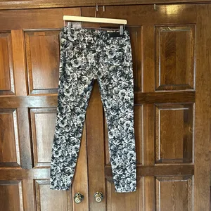 Seven7 Black White Floral Rose Print‎ Skinny Jeans Women's Size 4 Stretch Denim thumbnail 3