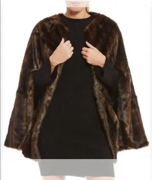 Brown Faux Fur Cape sz M / L thumbnail 2