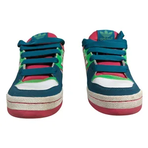 Adidas Forum Low Sneakers Women Size 7 Teal Pink Green‎ White Athletic Shoes thumbnail 3
