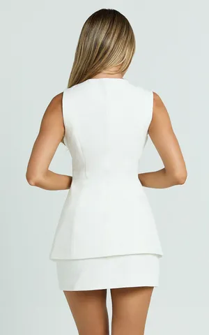 New Showpo Phyllis Two Piece Set Tailored Scoop Neck Vest & Mini Skirt MSRP $139 thumbnail 5