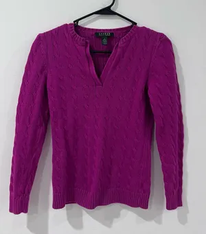 Ralph Lauren Pink Cable Knit Sweater S Preppy Academia Coastal thumbnail 1